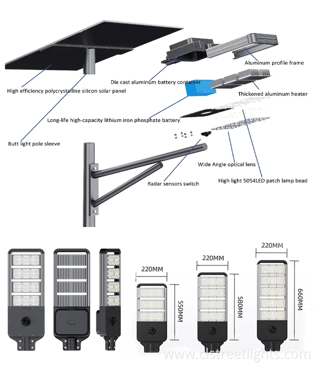 Long Life Cheap Price Wall-Mounted or Pole-Mounted Split Type All in Two Solar LED Street Light